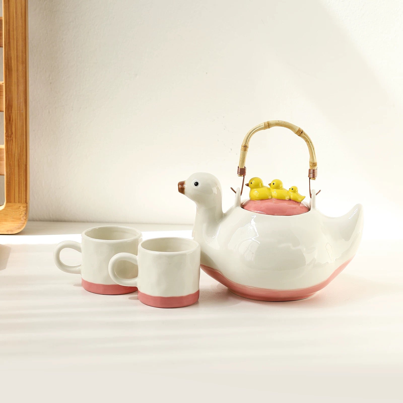 Cute duck teapot set ceramic kettle water cup flower tea afternoon tea cold water kettle creative