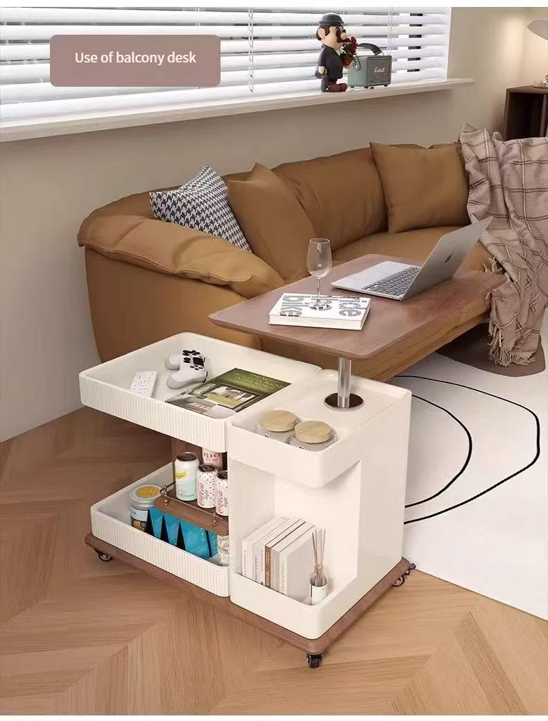 Solid wood multifunctional lifting coffee table push and pull