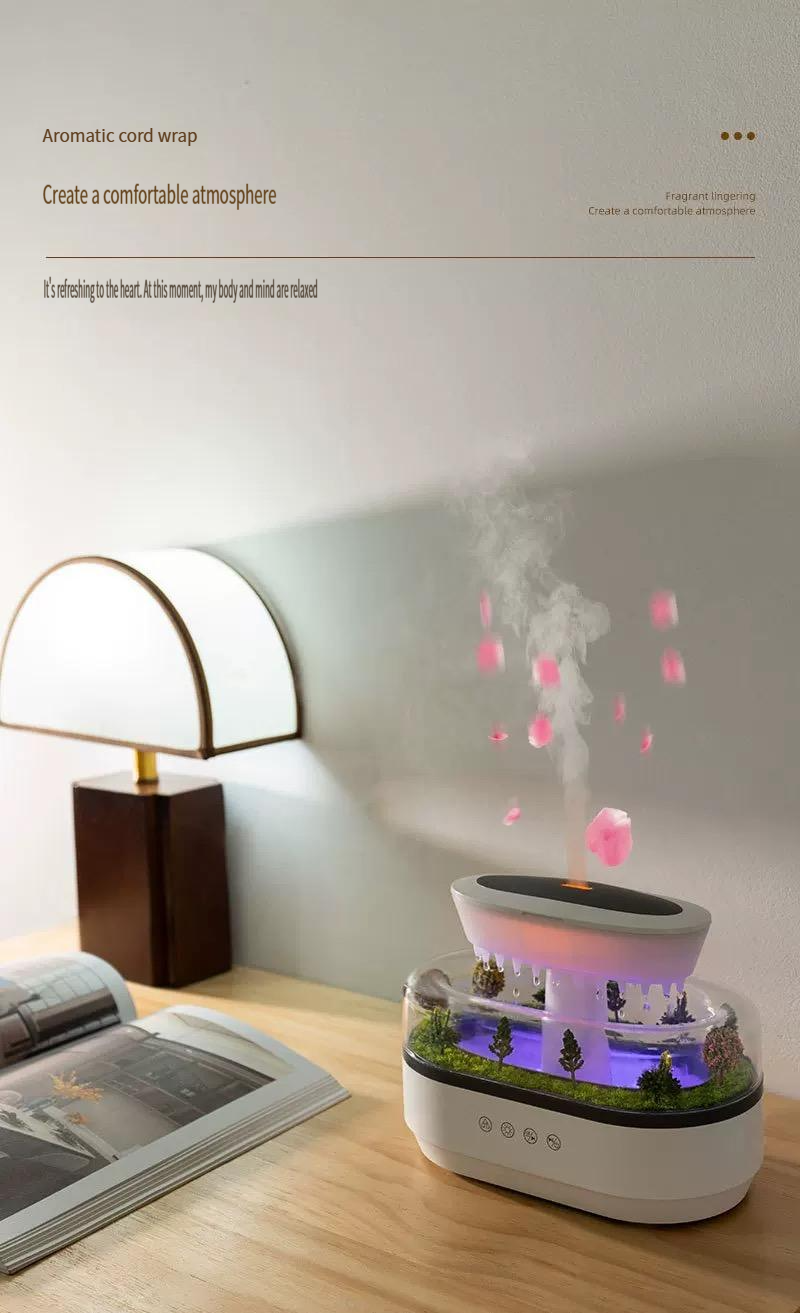 New silent micro landscape aromatherapy humidifier home desktop with white noise small raindrop humidification aromatherapy machine