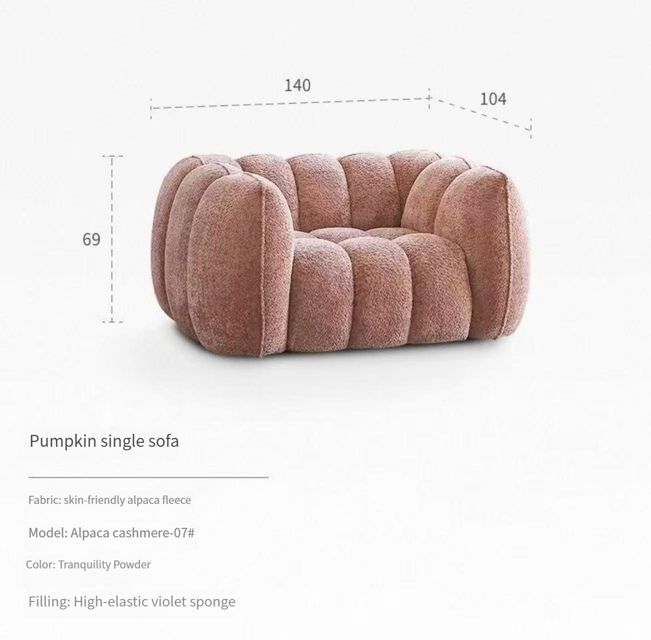 French single leisure pumpkin sofa Nordic simple cream style sofa lazy fabric retro lazy sofa