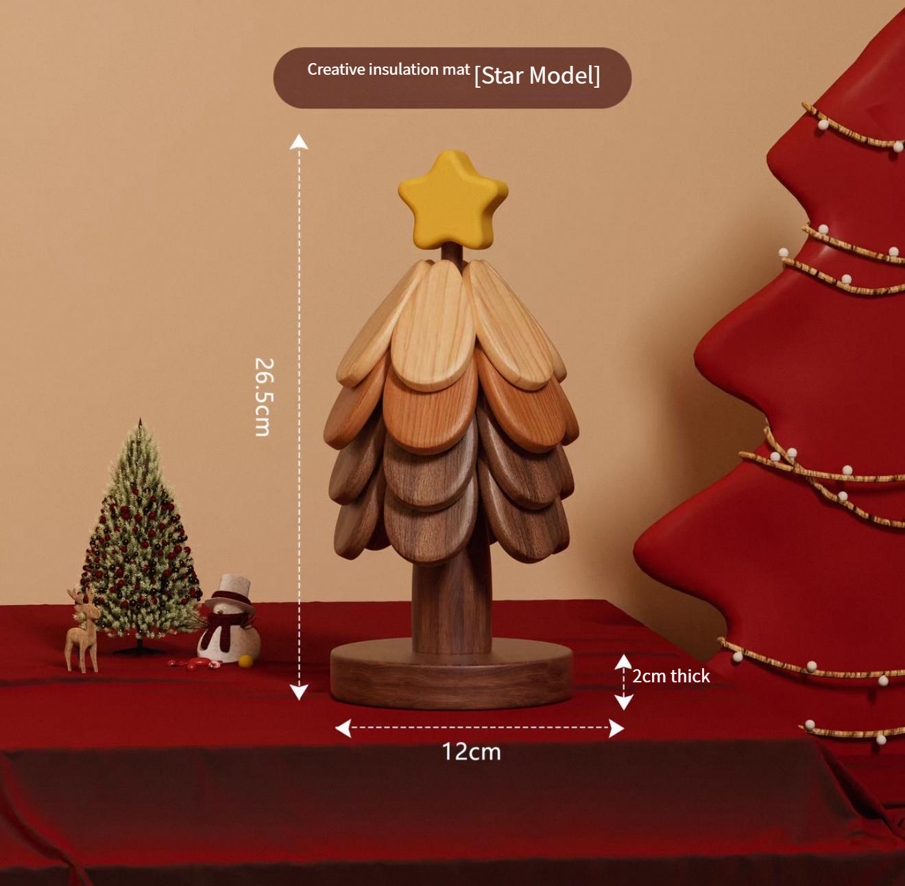 High-grade Christmas tree insulation pad table decoration creative one tree solid wood anti-scalding pot mat folding coaster bowl mat