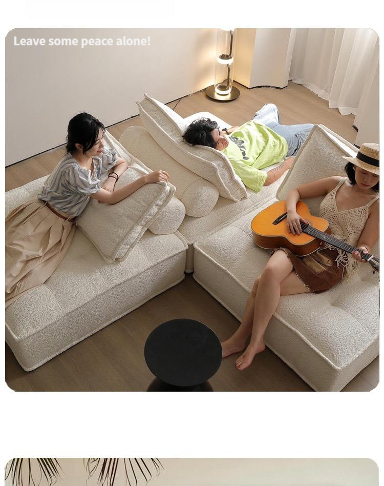Piedmont vacuum compression sofa cream simple designer straight row square module fabric sofa small apartment