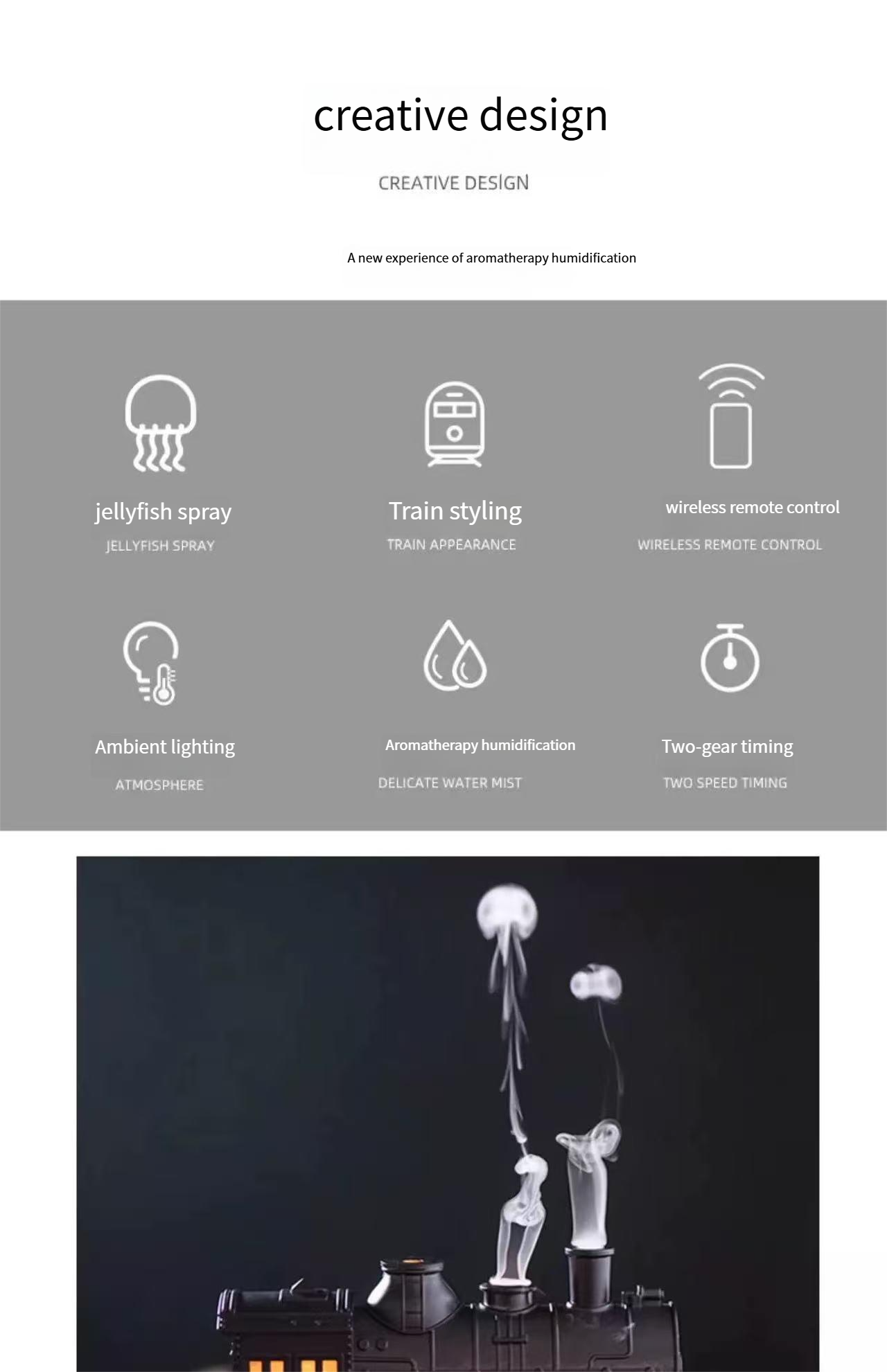 Creative humidifier retro aromatherapy machine small train desktop ornaments essential oil diffuser fragrance spray birthday gift