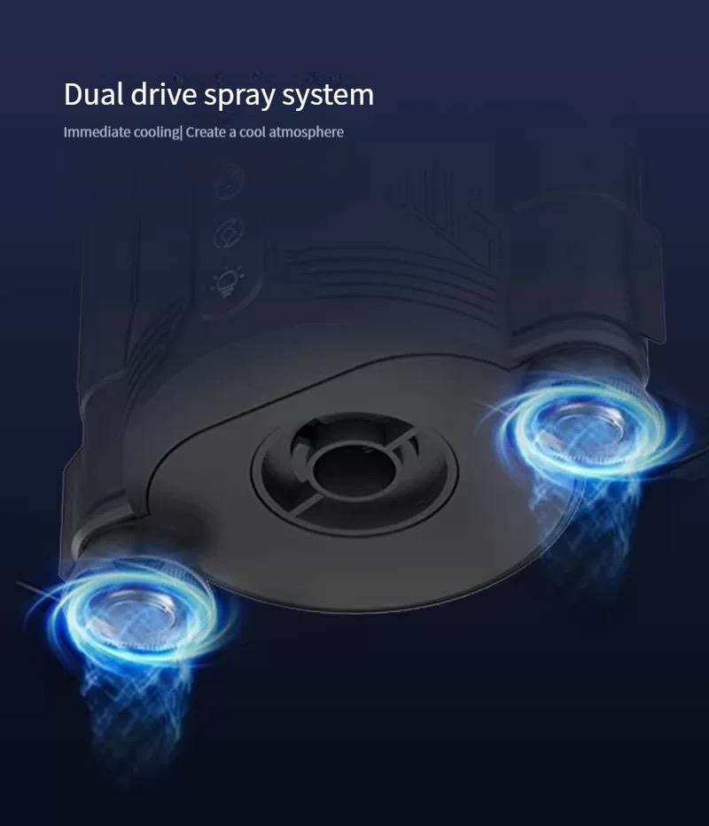 Rocket creative fan office desktop shaking head spray silent usb charging strong wind dual drive spray system RGB colorful silent multifunctional fan to send boyfriend practical graduation season gift