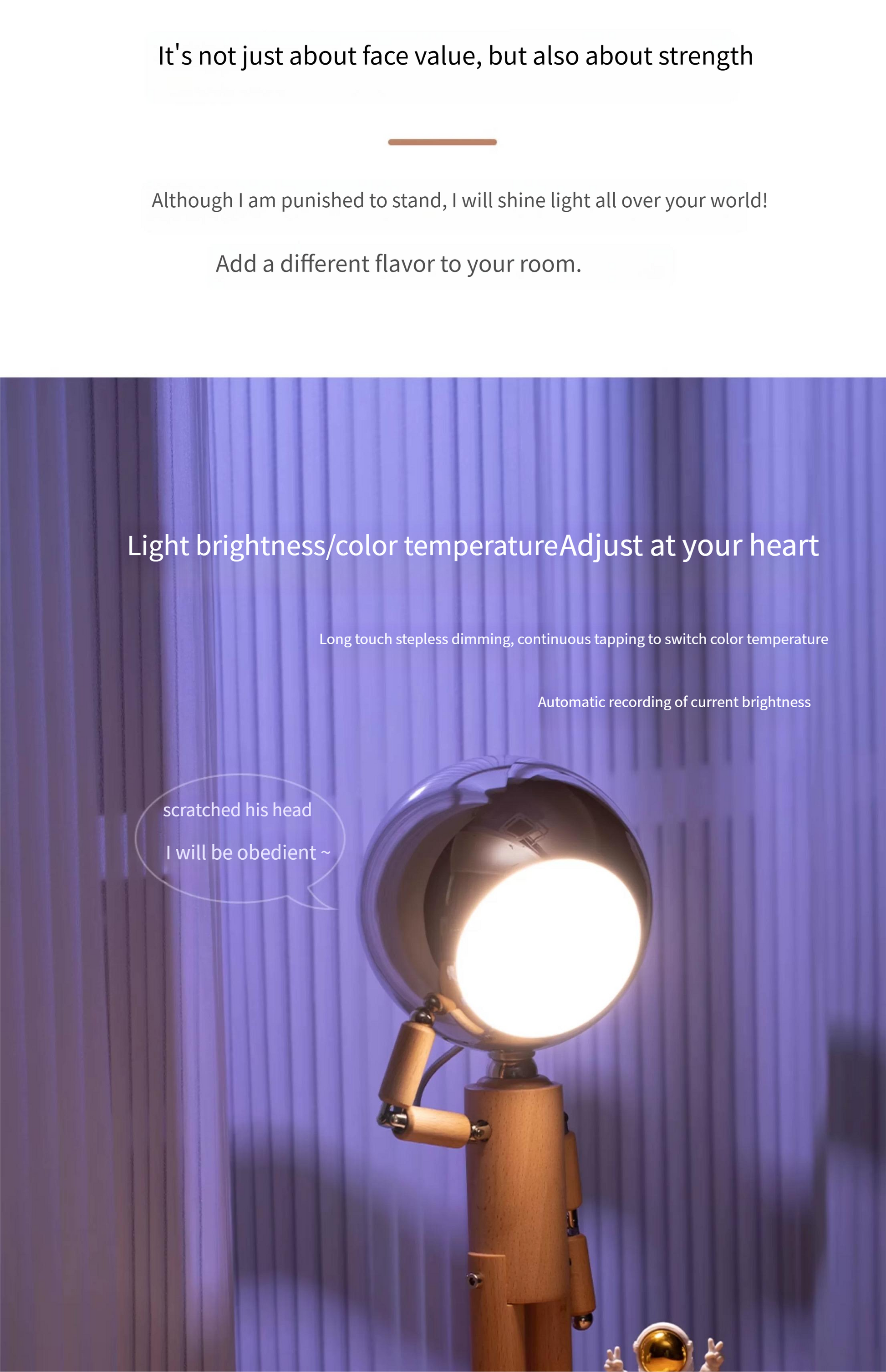 Moon punishment standing desk lamp birthday gift bedroom bedside atmosphere lamp table with solid wood ornaments charging infinite brightness