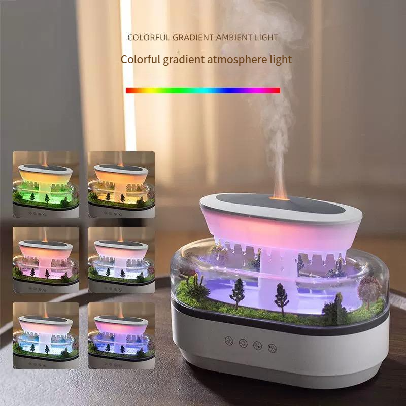 New silent micro landscape aromatherapy humidifier home desktop with white noise small raindrop humidification aromatherapy machine
