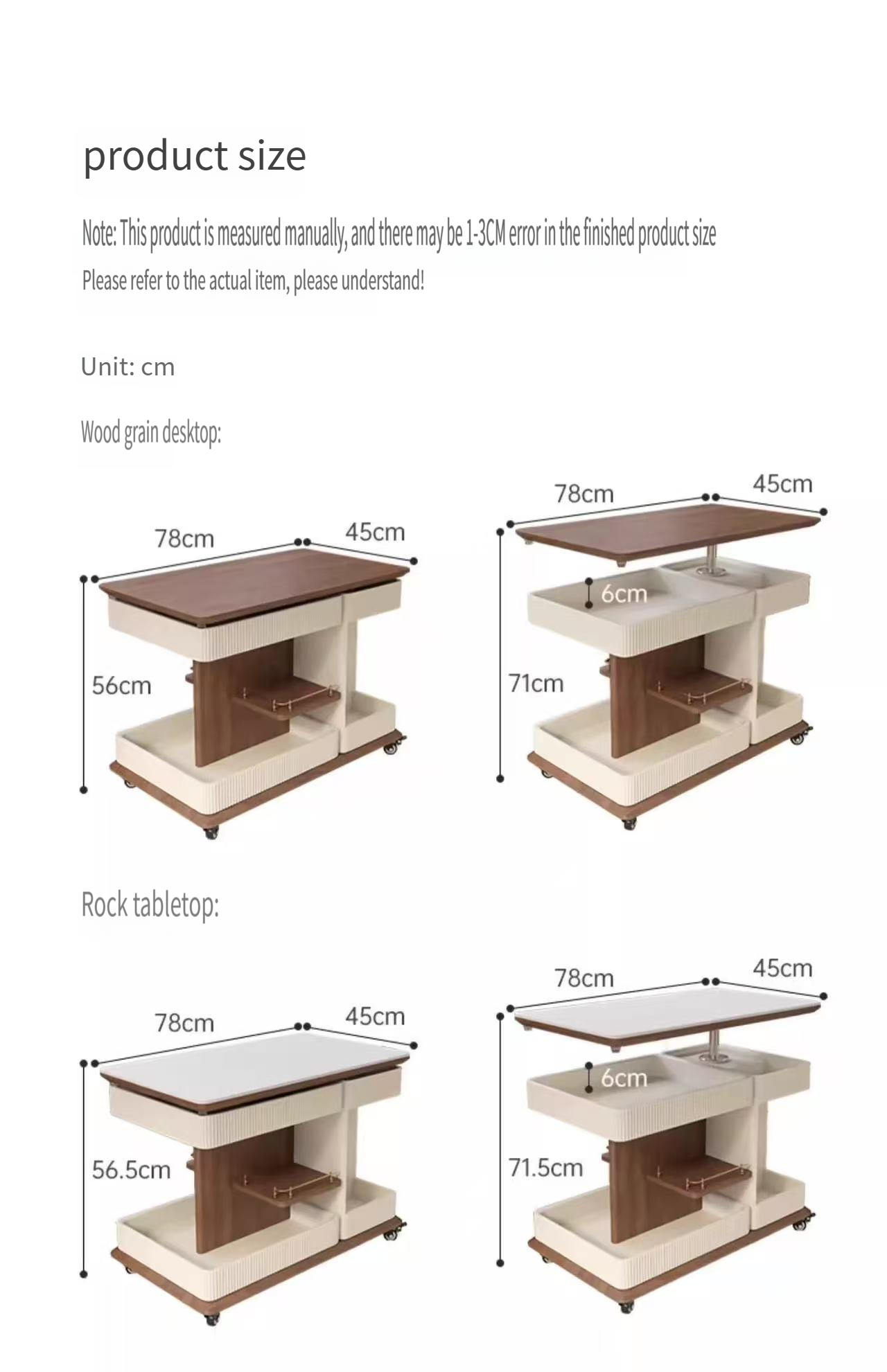 Solid wood multifunctional lifting coffee table push and pull