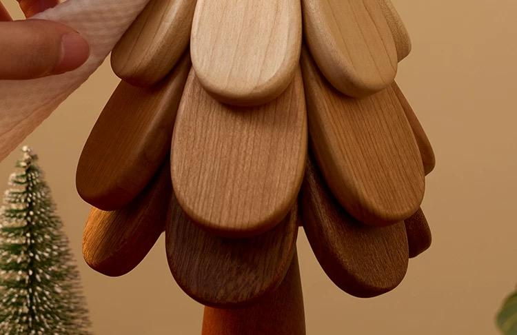 High-grade Christmas tree insulation pad table decoration creative one tree solid wood anti-scalding pot mat folding coaster bowl mat