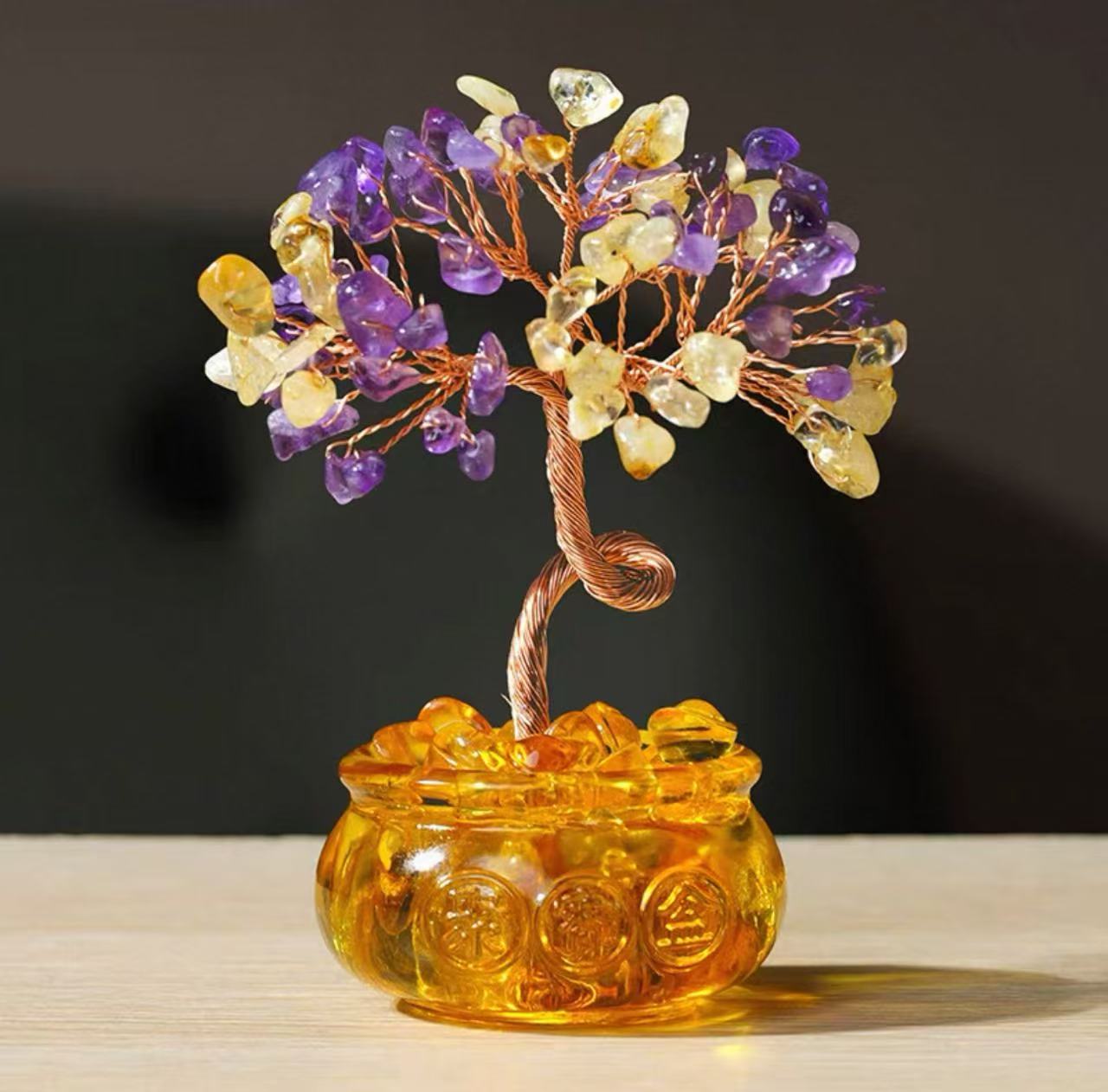 Natural crystal fortune tree Pixiu treasure gathering fortune ornaments