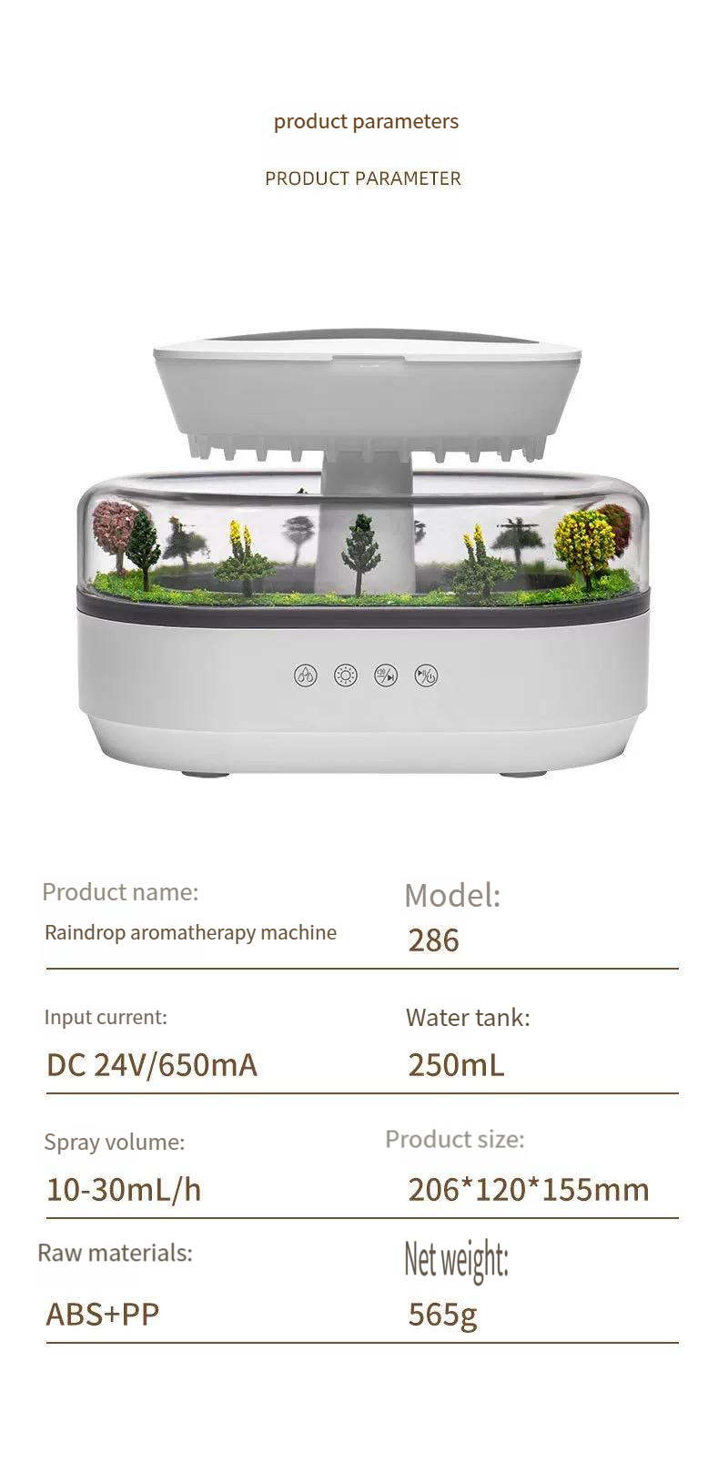 New silent micro landscape aromatherapy humidifier home desktop with white noise small raindrop humidification aromatherapy machine