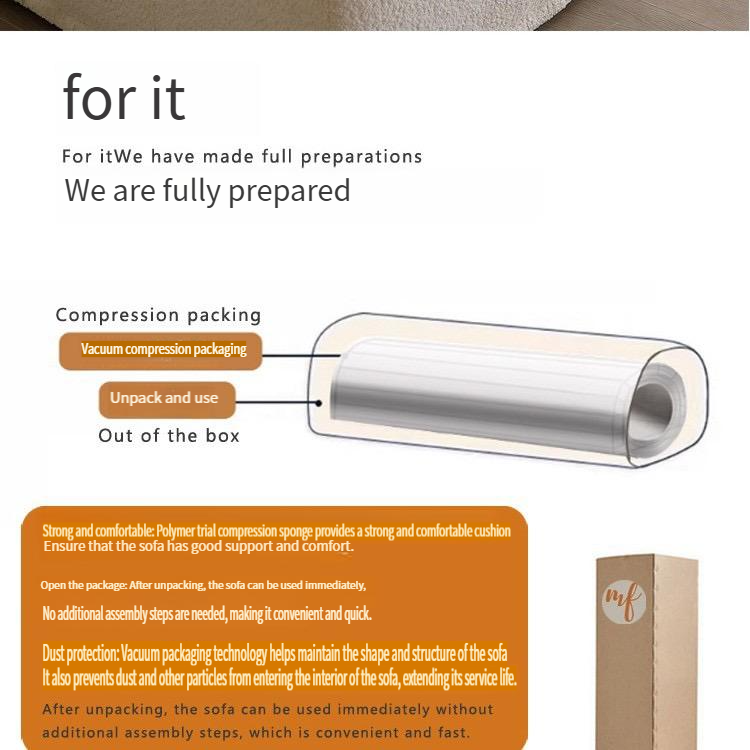 Piedmont vacuum compression sofa cream simple designer straight row square module fabric sofa small apartment