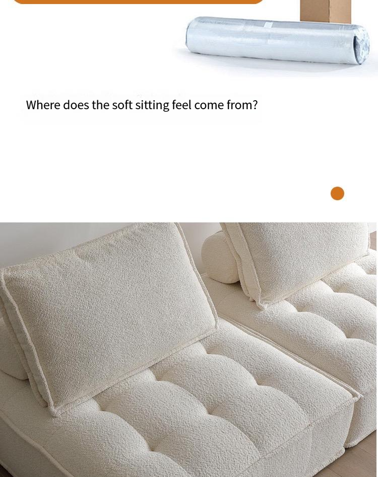 Piedmont vacuum compression sofa cream simple designer straight row square module fabric sofa small apartment
