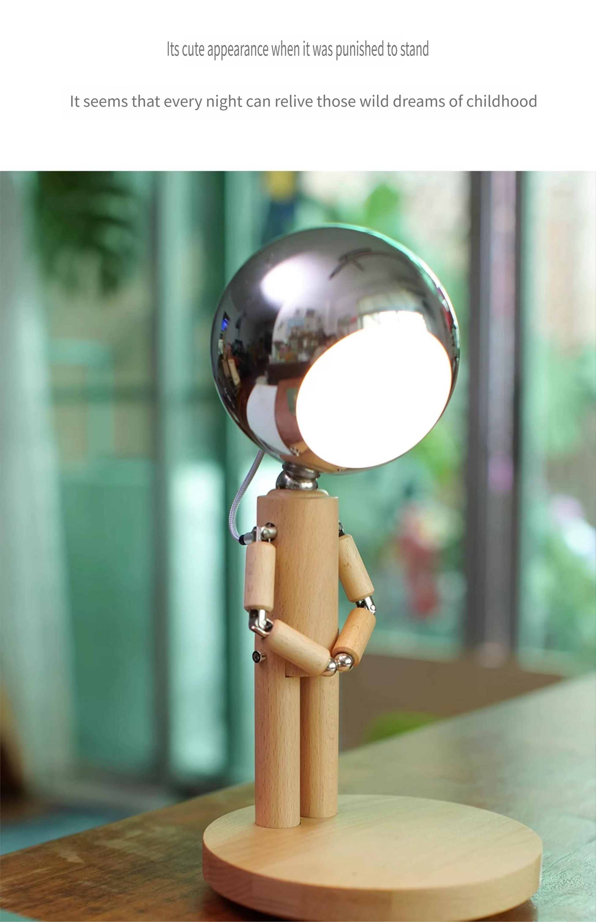 Moon punishment standing desk lamp birthday gift bedroom bedside atmosphere lamp table with solid wood ornaments charging infinite brightness