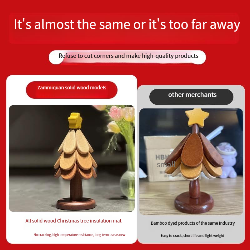 High-grade Christmas tree insulation pad table decoration creative one tree solid wood anti-scalding pot mat folding coaster bowl mat