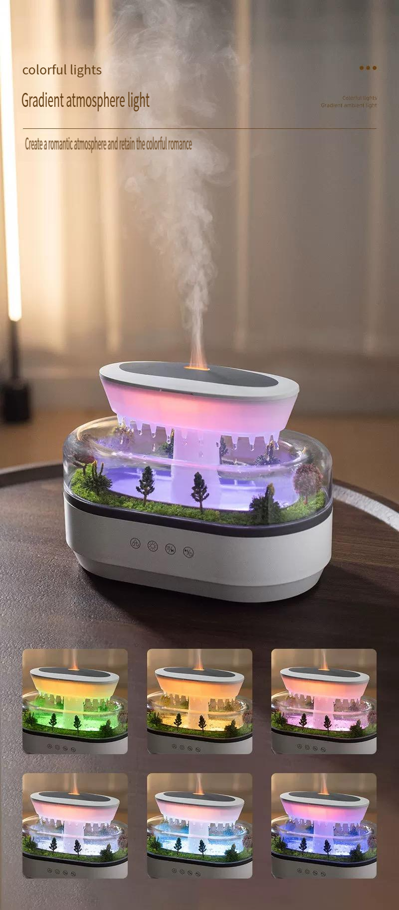 New silent micro landscape aromatherapy humidifier home desktop with white noise small raindrop humidification aromatherapy machine