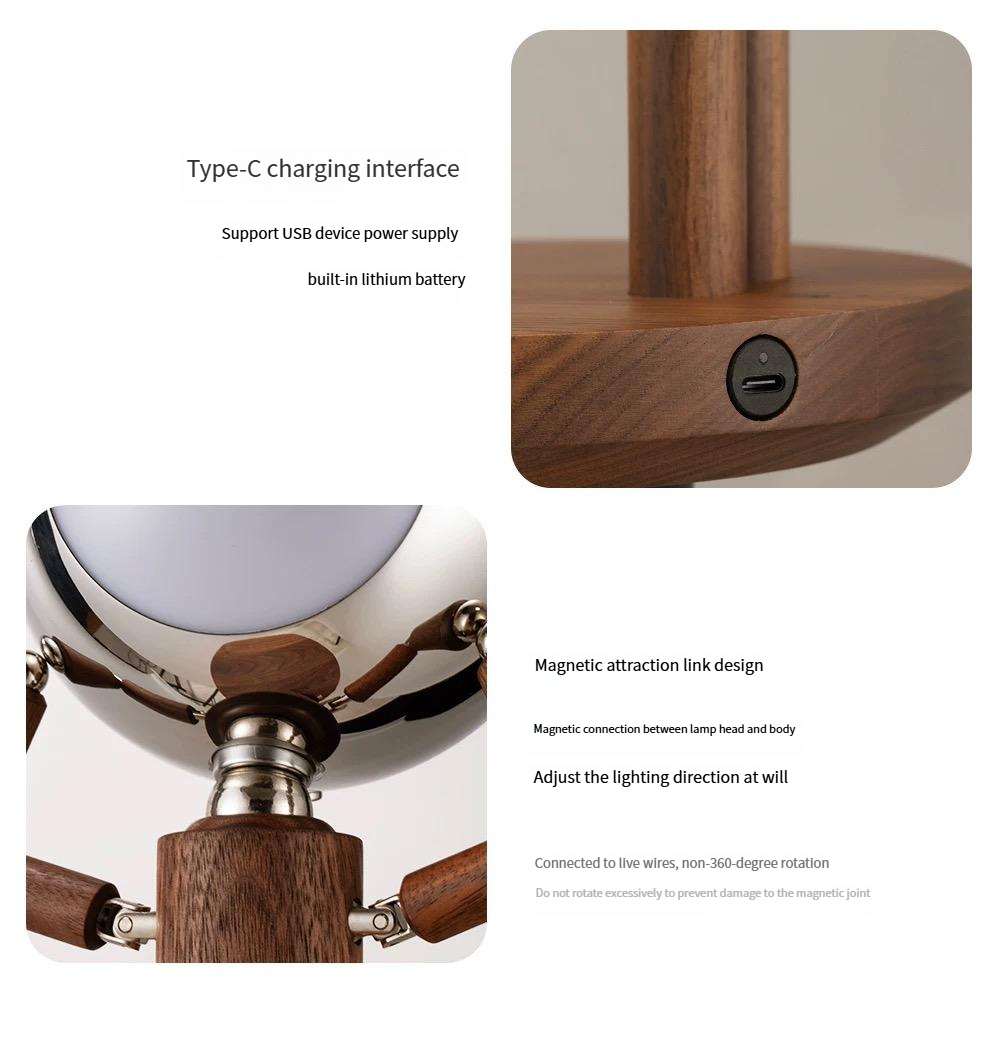 Moon punishment standing desk lamp birthday gift bedroom bedside atmosphere lamp table with solid wood ornaments charging infinite brightness