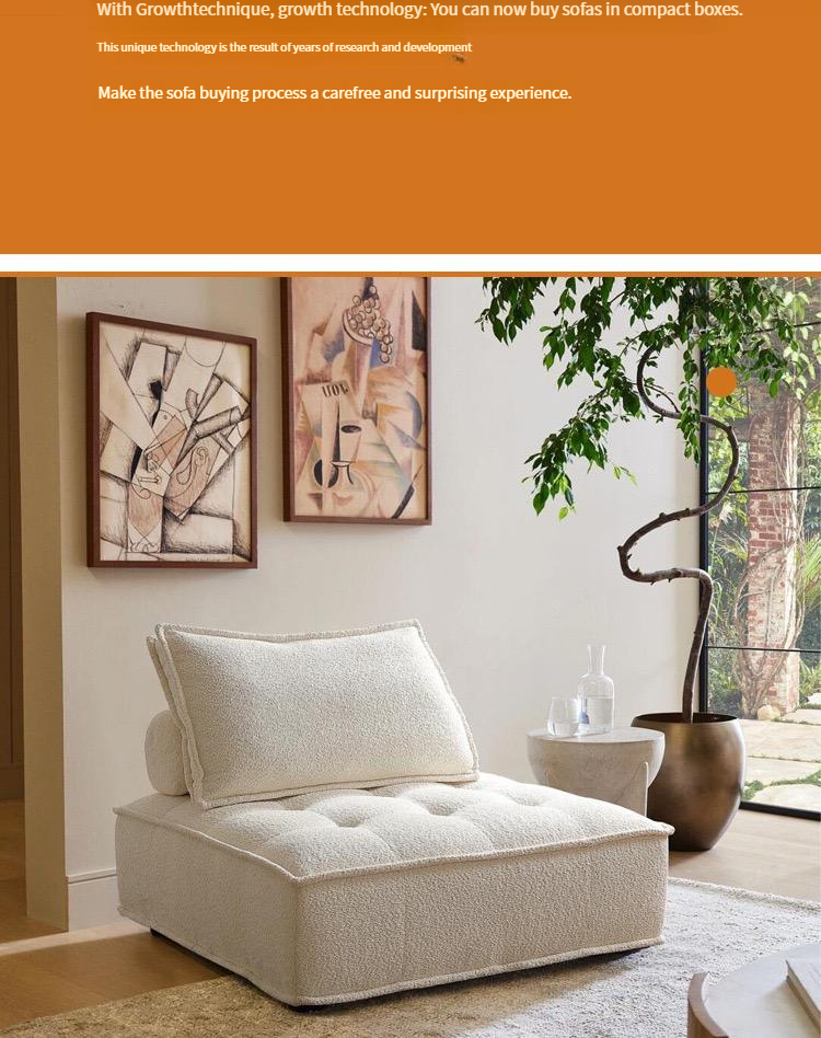 Piedmont vacuum compression sofa cream simple designer straight row square module fabric sofa small apartment