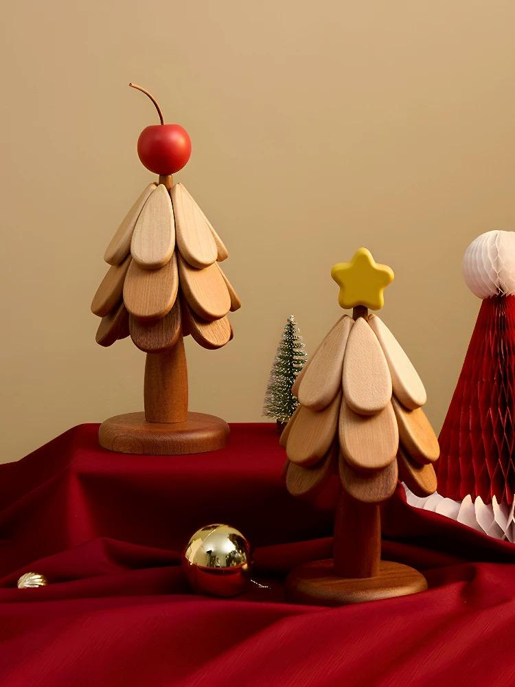 High-grade Christmas tree insulation pad table decoration creative one tree solid wood anti-scalding pot mat folding coaster bowl mat