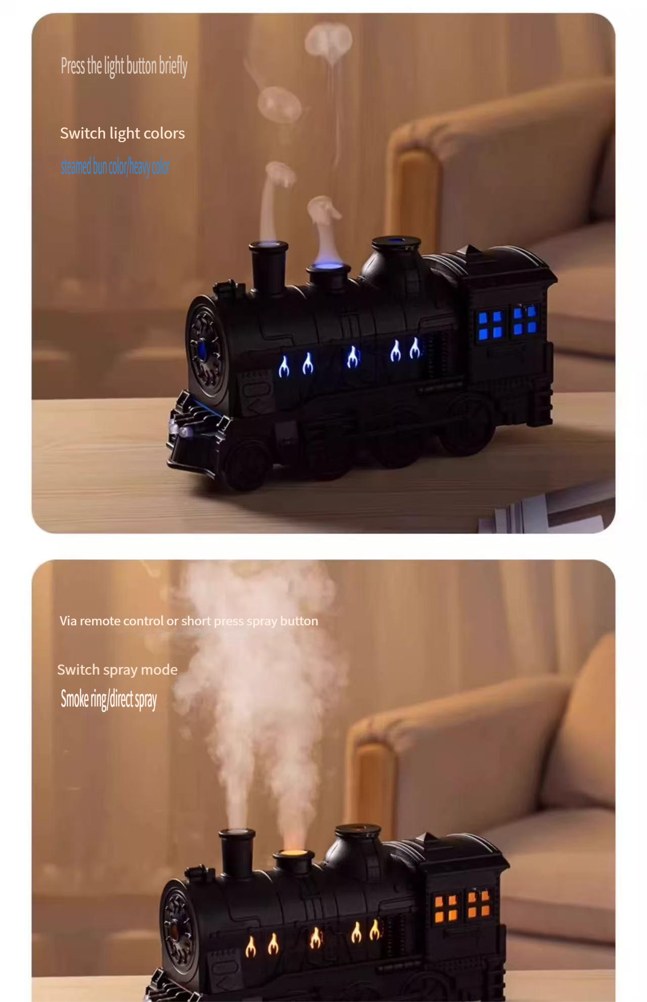 Creative humidifier retro aromatherapy machine small train desktop ornaments essential oil diffuser fragrance spray birthday gift