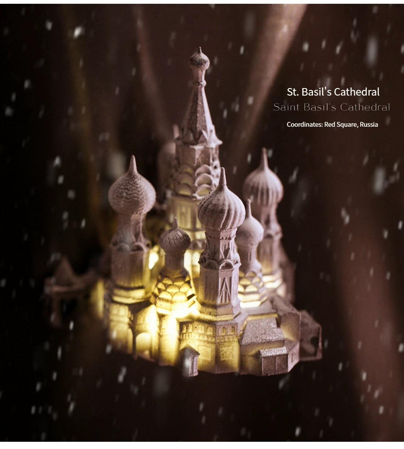 Glowing castle fridge magnet, a souvenir from St. Basil's Cathedral in Russia