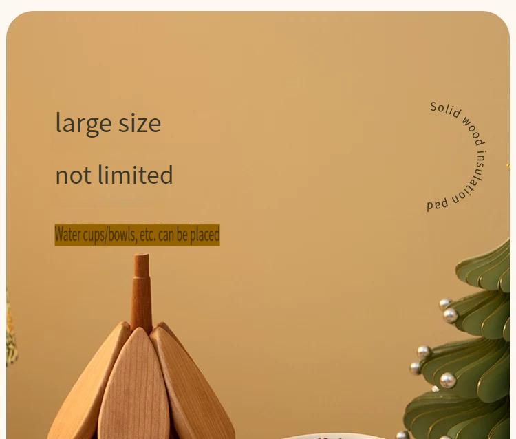 High-grade Christmas tree insulation pad table decoration creative one tree solid wood anti-scalding pot mat folding coaster bowl mat