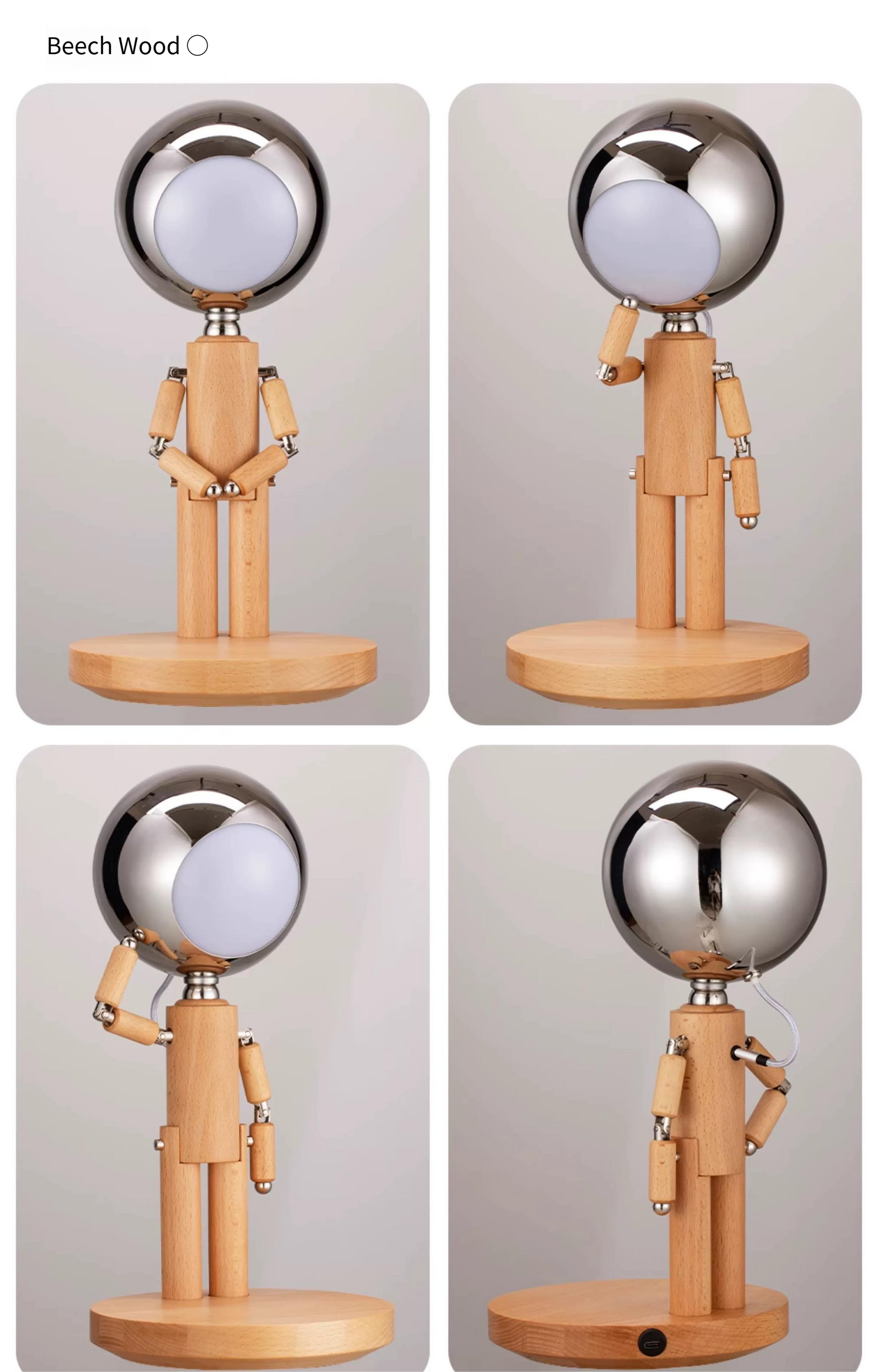 Moon punishment standing desk lamp birthday gift bedroom bedside atmosphere lamp table with solid wood ornaments charging infinite brightness