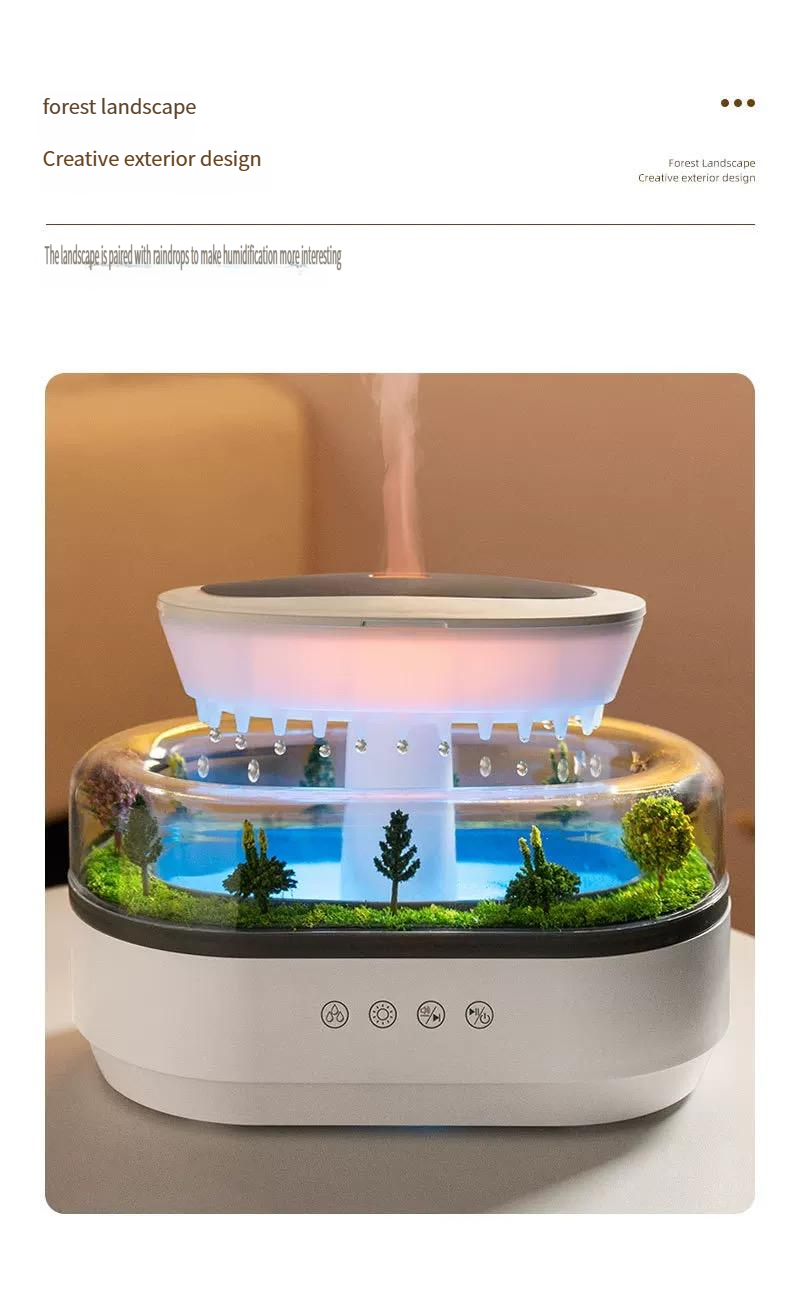 New silent micro landscape aromatherapy humidifier home desktop with white noise small raindrop humidification aromatherapy machine