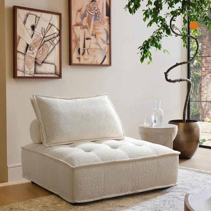 Piedmont vacuum compression sofa cream simple designer straight row square module fabric sofa small apartment
