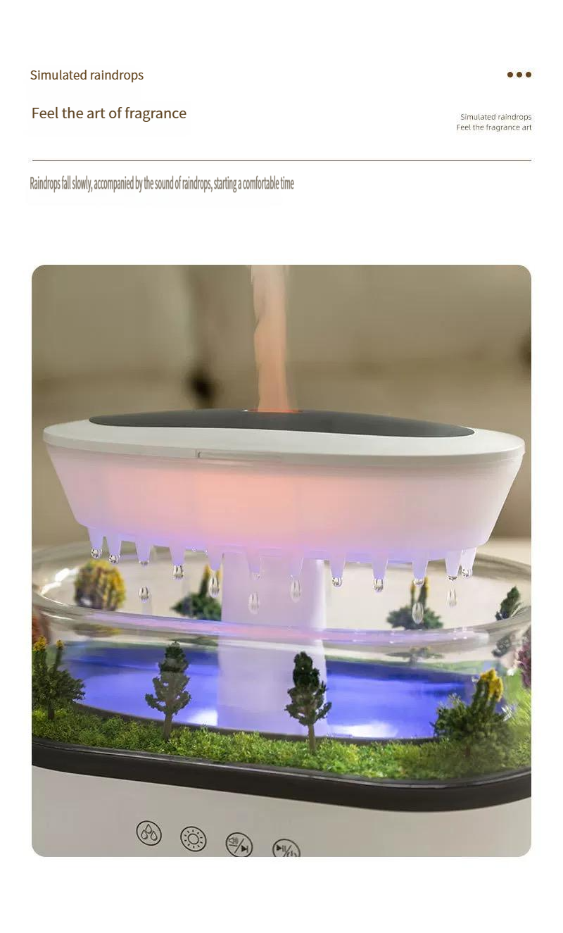 New silent micro landscape aromatherapy humidifier home desktop with white noise small raindrop humidification aromatherapy machine