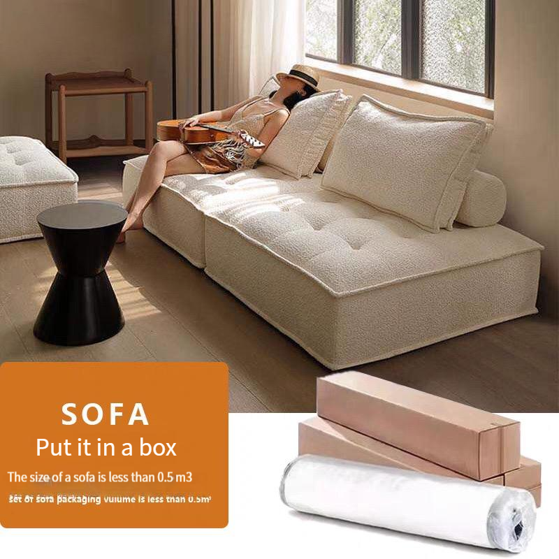 Piedmont vacuum compression sofa cream simple designer straight row square module fabric sofa small apartment
