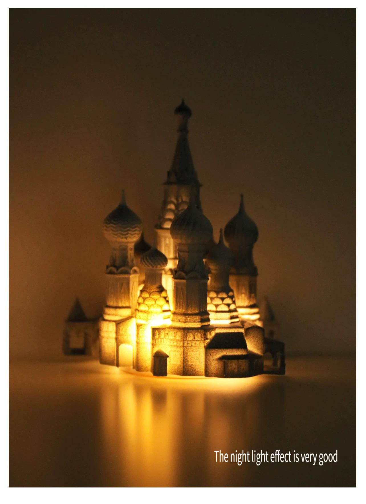 Glowing castle fridge magnet, a souvenir from St. Basil's Cathedral in Russia