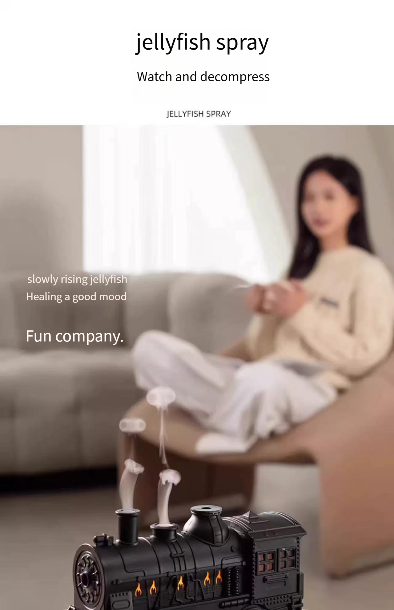 Creative humidifier retro aromatherapy machine small train desktop ornaments essential oil diffuser fragrance spray birthday gift