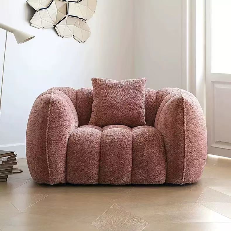 French single leisure pumpkin sofa Nordic simple cream style sofa lazy fabric retro lazy sofa