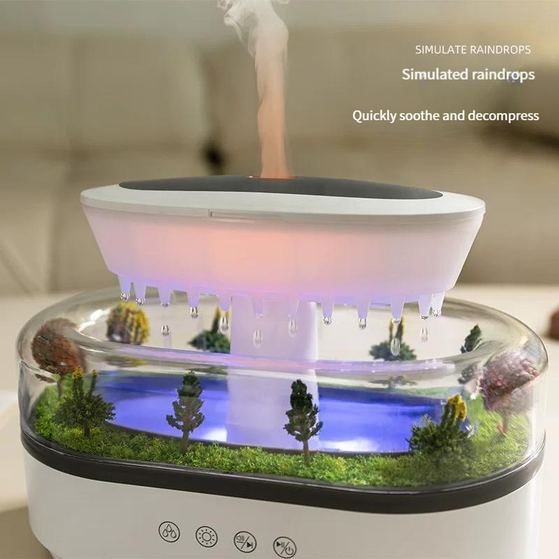 New silent micro landscape aromatherapy humidifier home desktop with white noise small raindrop humidification aromatherapy machine