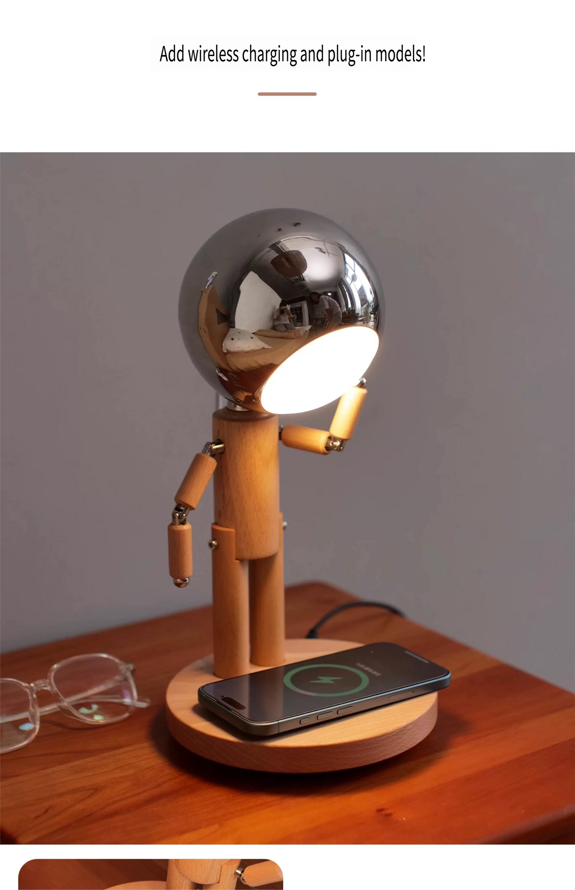 Moon punishment standing desk lamp birthday gift bedroom bedside atmosphere lamp table with solid wood ornaments charging infinite brightness