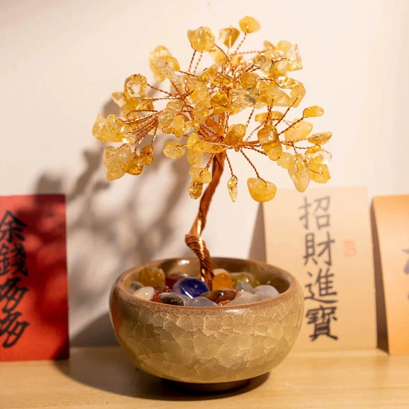 Natural crystal fortune tree Pixiu treasure gathering fortune ornaments