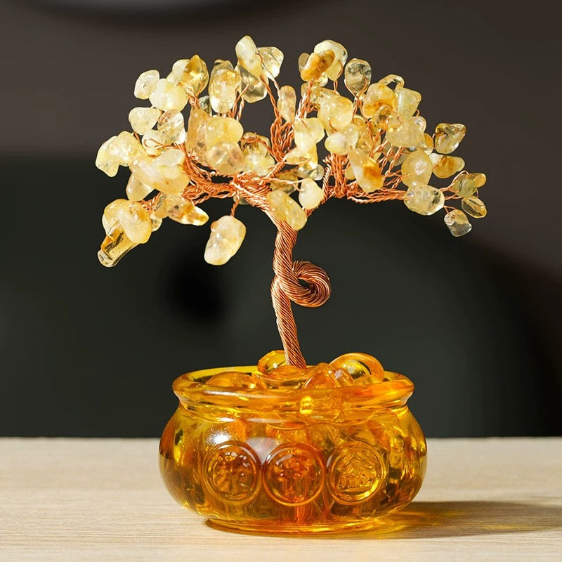 Natural crystal fortune tree Pixiu treasure gathering fortune ornaments