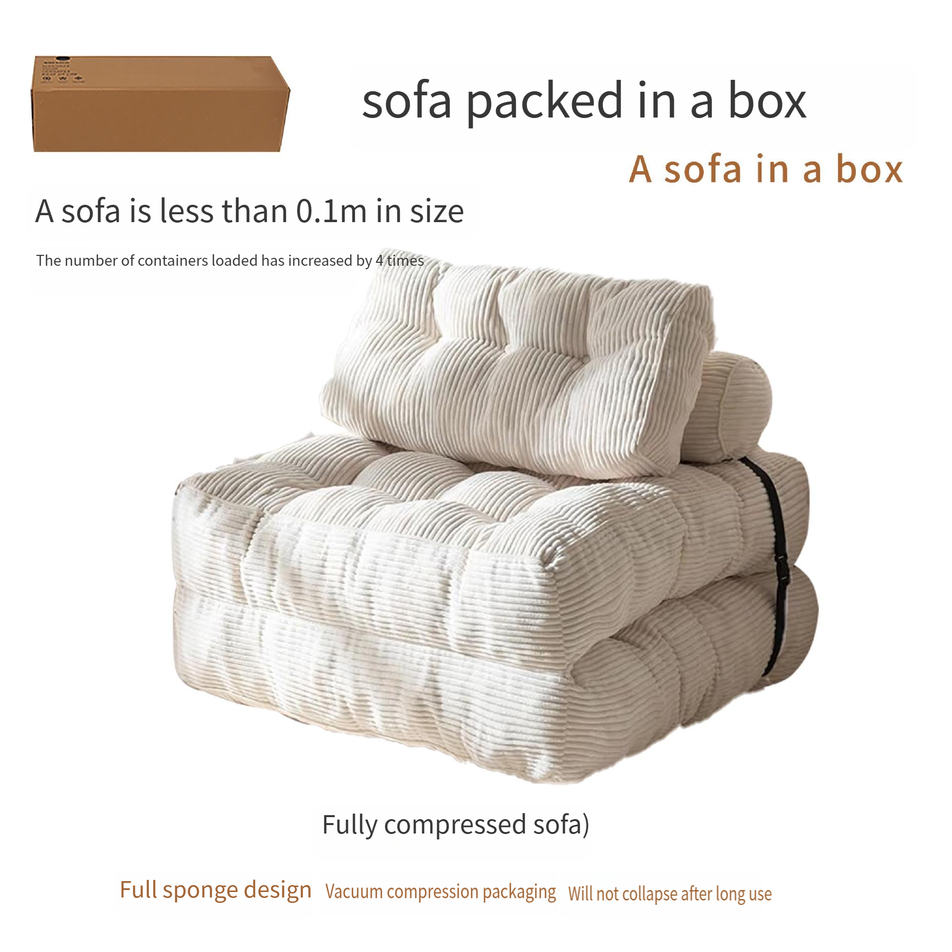 Amazon cross-border compressed vacuum fabric foldable sofa bed minimalist modern home living room lazy sofa