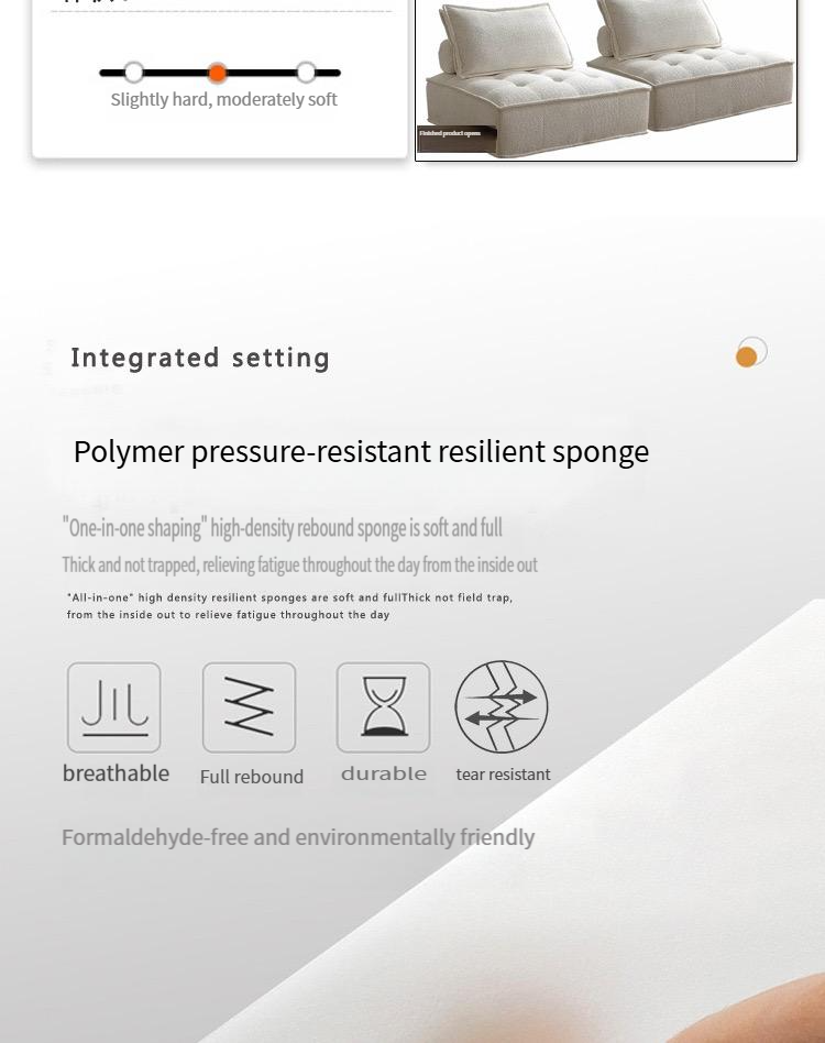 Piedmont vacuum compression sofa cream simple designer straight row square module fabric sofa small apartment
