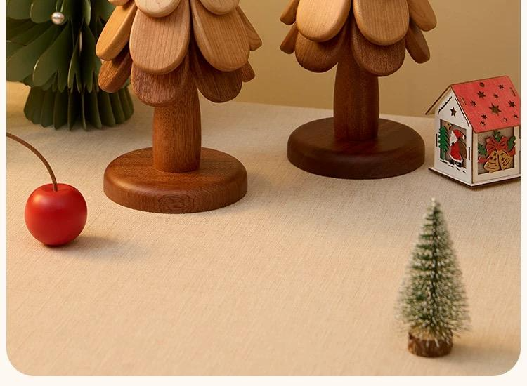 High-grade Christmas tree insulation pad table decoration creative one tree solid wood anti-scalding pot mat folding coaster bowl mat