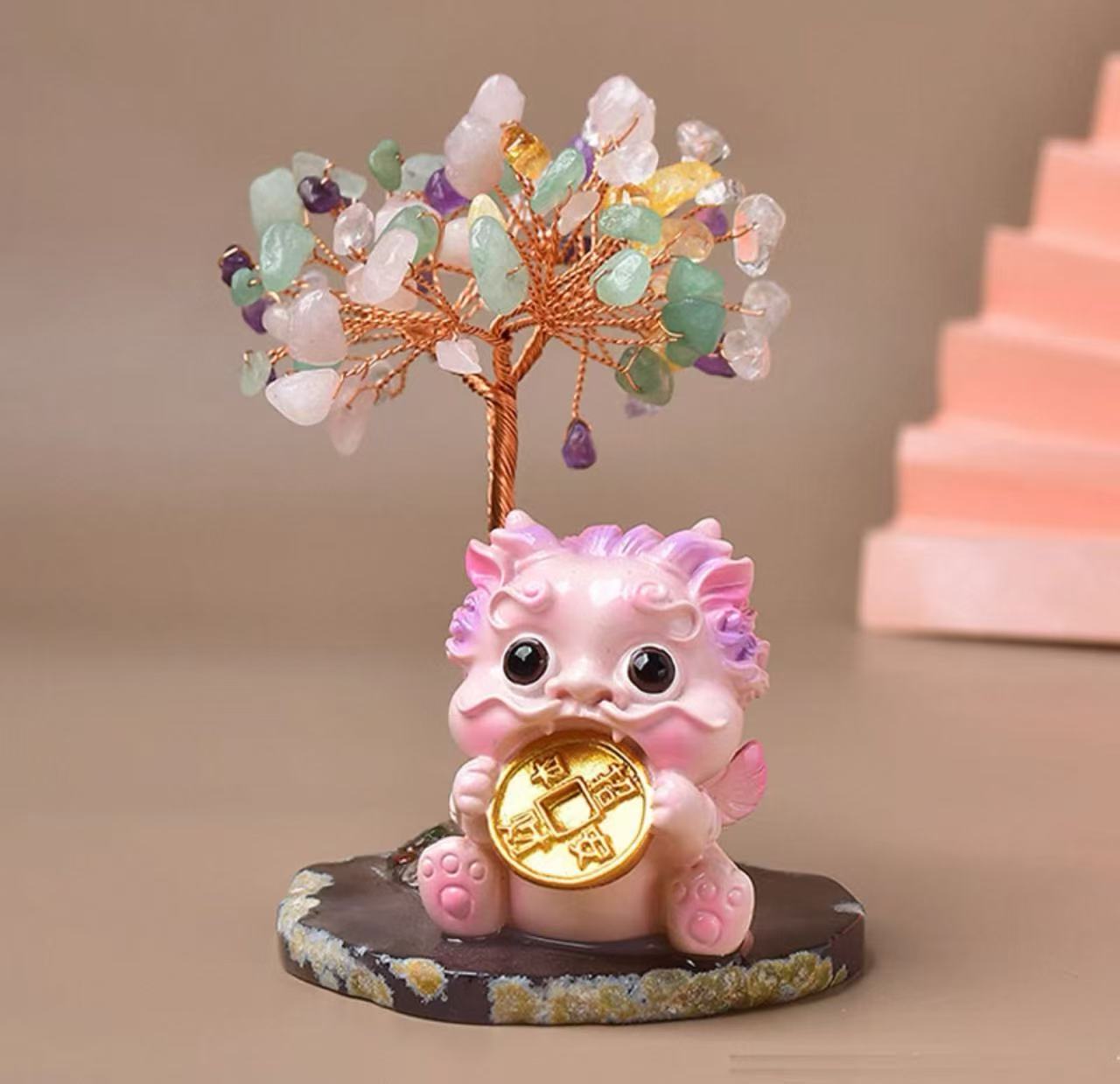 Natural crystal fortune tree Pixiu treasure gathering fortune ornaments