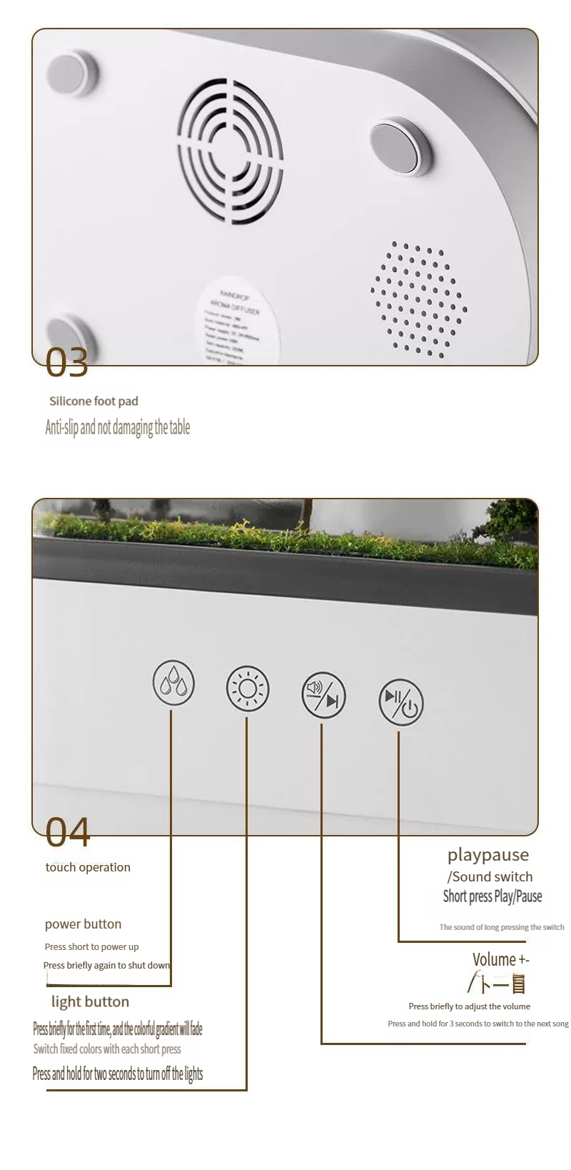 New silent micro landscape aromatherapy humidifier home desktop with white noise small raindrop humidification aromatherapy machine
