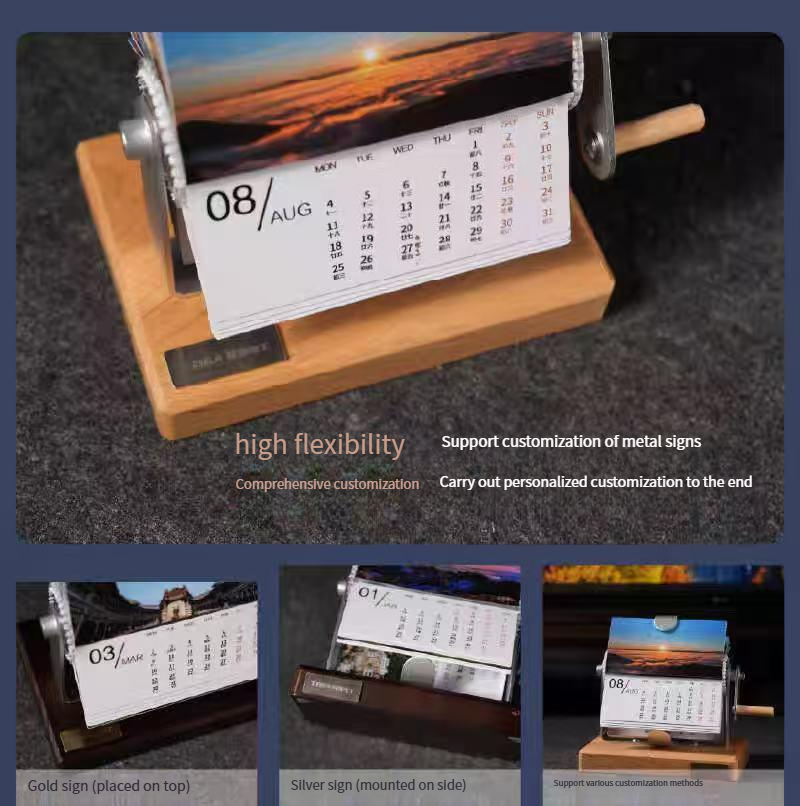 Minimum order of one piece Retro hand-cranked dynamic flip corporate business creative desktop calendar page-turning desk calendar cultural and creative calendar