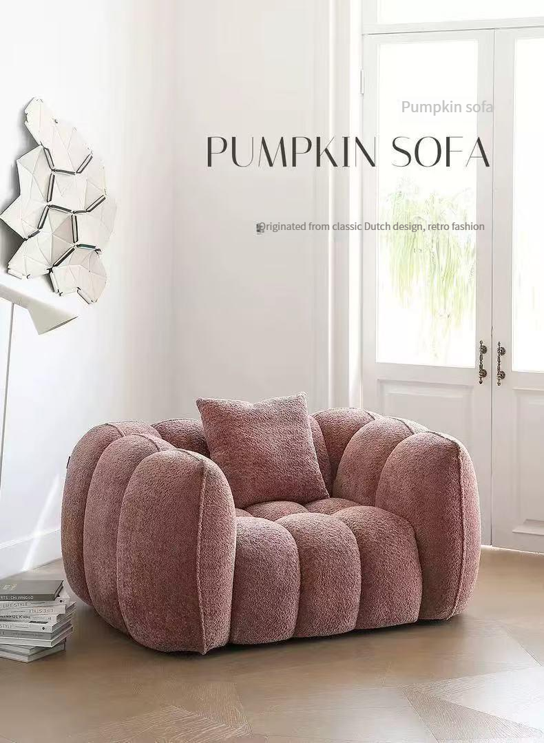 French single leisure pumpkin sofa Nordic simple cream style sofa lazy fabric retro lazy sofa