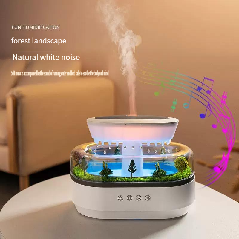 New silent micro landscape aromatherapy humidifier home desktop with white noise small raindrop humidification aromatherapy machine
