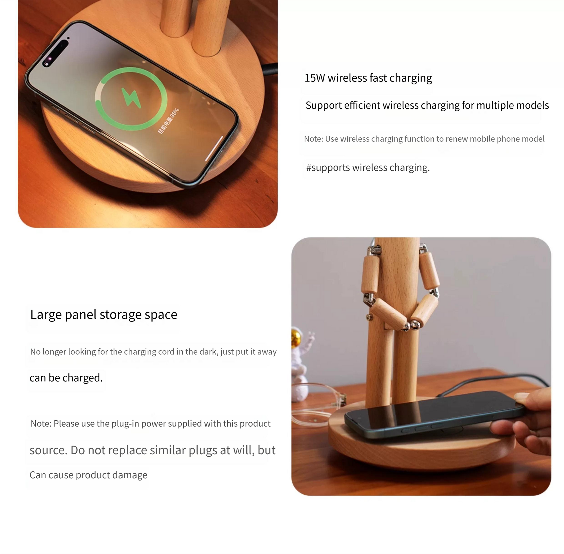 Moon punishment standing desk lamp birthday gift bedroom bedside atmosphere lamp table with solid wood ornaments charging infinite brightness