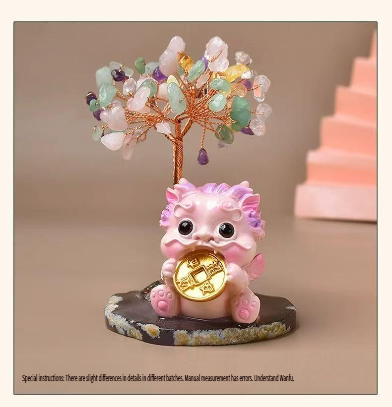 Natural crystal fortune tree Pixiu treasure gathering fortune ornaments