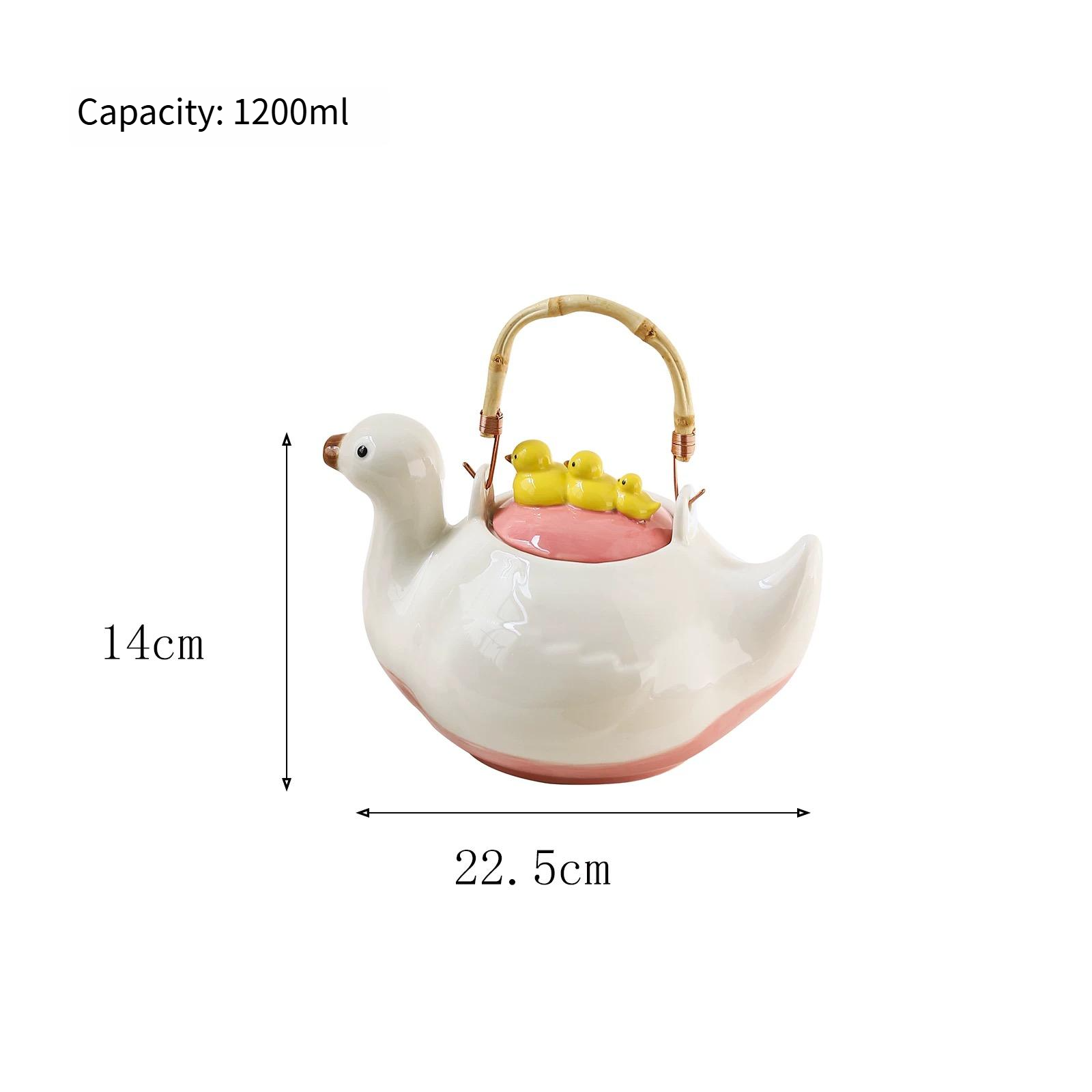 Cute duck teapot set ceramic kettle water cup flower tea afternoon tea cold water kettle creative