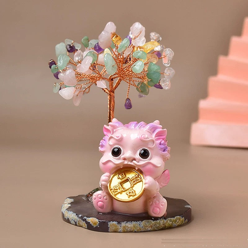 Natural crystal fortune tree Pixiu treasure gathering fortune ornaments