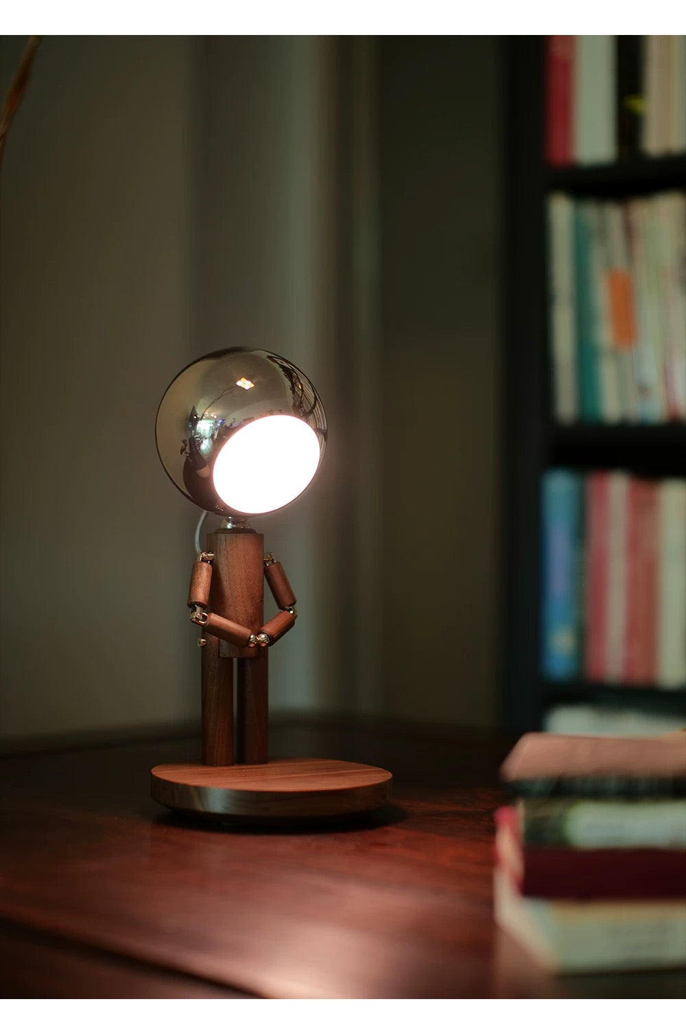 Moon punishment standing desk lamp birthday gift bedroom bedside atmosphere lamp table with solid wood ornaments charging infinite brightness